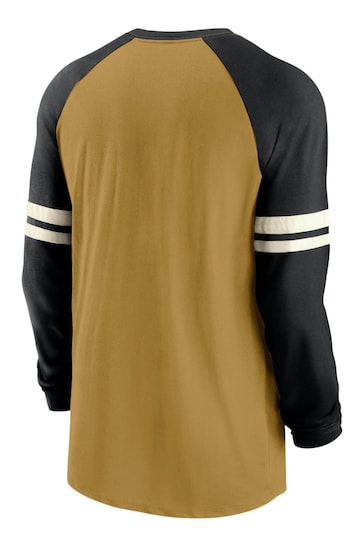 Nike Yellow NFL Fanatics New Orleans Saints Dri-Fit Cotton Long Sleeve Raglan T-Shirt