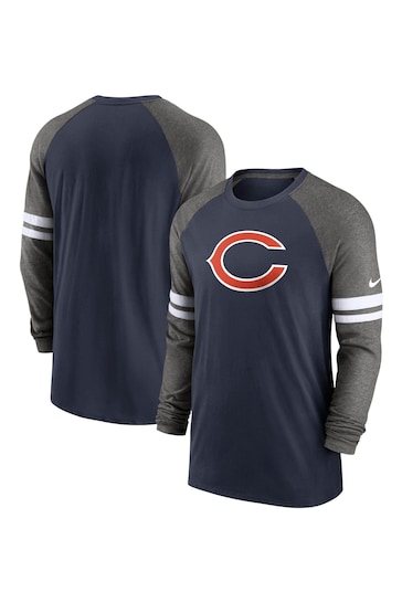 Nike Navy Blue Fanatics Chicago Bears limited Nike Dri-Fit Cotton Long Sleeve Raglan T-Shirt