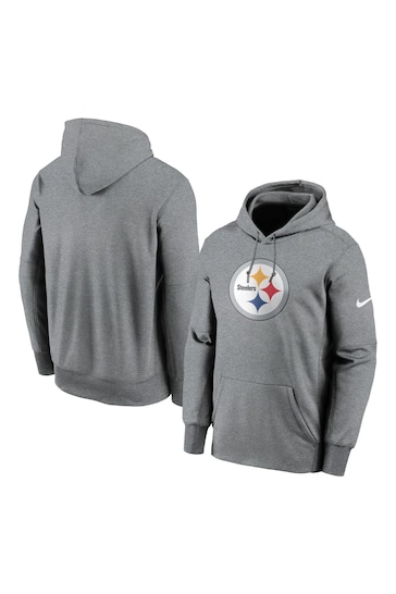Nike Grey NFL Fanatics Pittsburgh Steelers Prime Logo Therma Pullover Hoodie