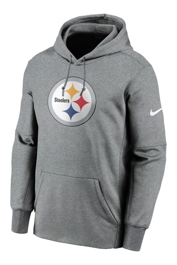 Nike Grey NFL Fanatics Pittsburgh Steelers Prime Logo Therma Pullover Hoodie