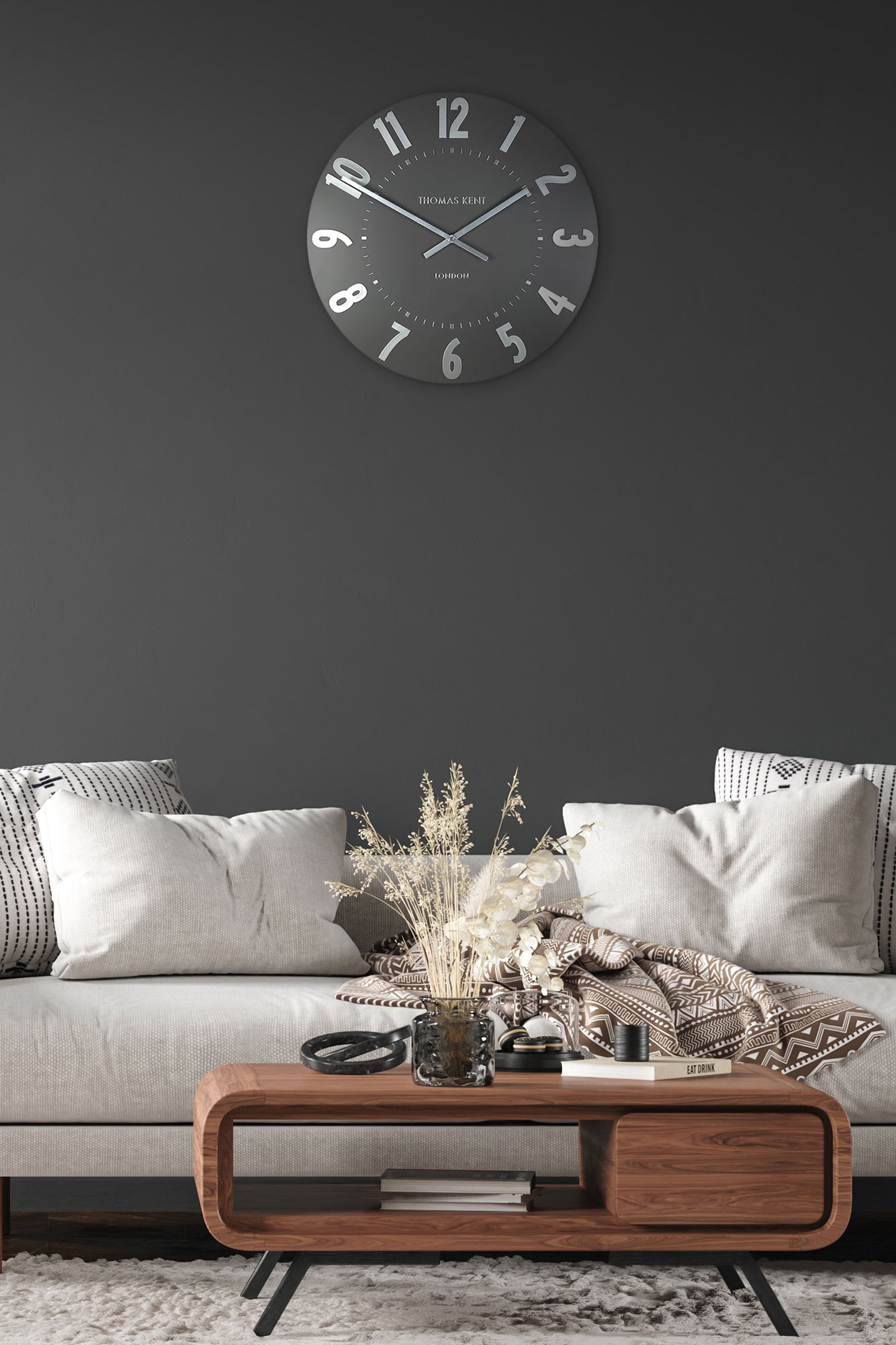 Buy Thomas Kent Clocks Grey Mulberry Graphite Large Wall Clock from the
