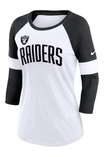 Nike White Fanatics Womens Las Vegas Raiders Nike Slub 3Q Raglan T-Shirt