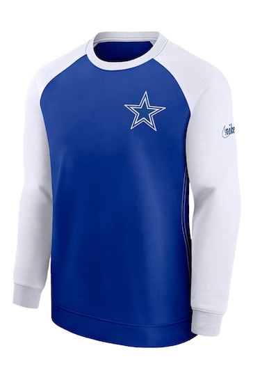 Nike Blue NFL Fanatics Dallas Cowboys Dri-FIT Raglan Crew Sweatshirt