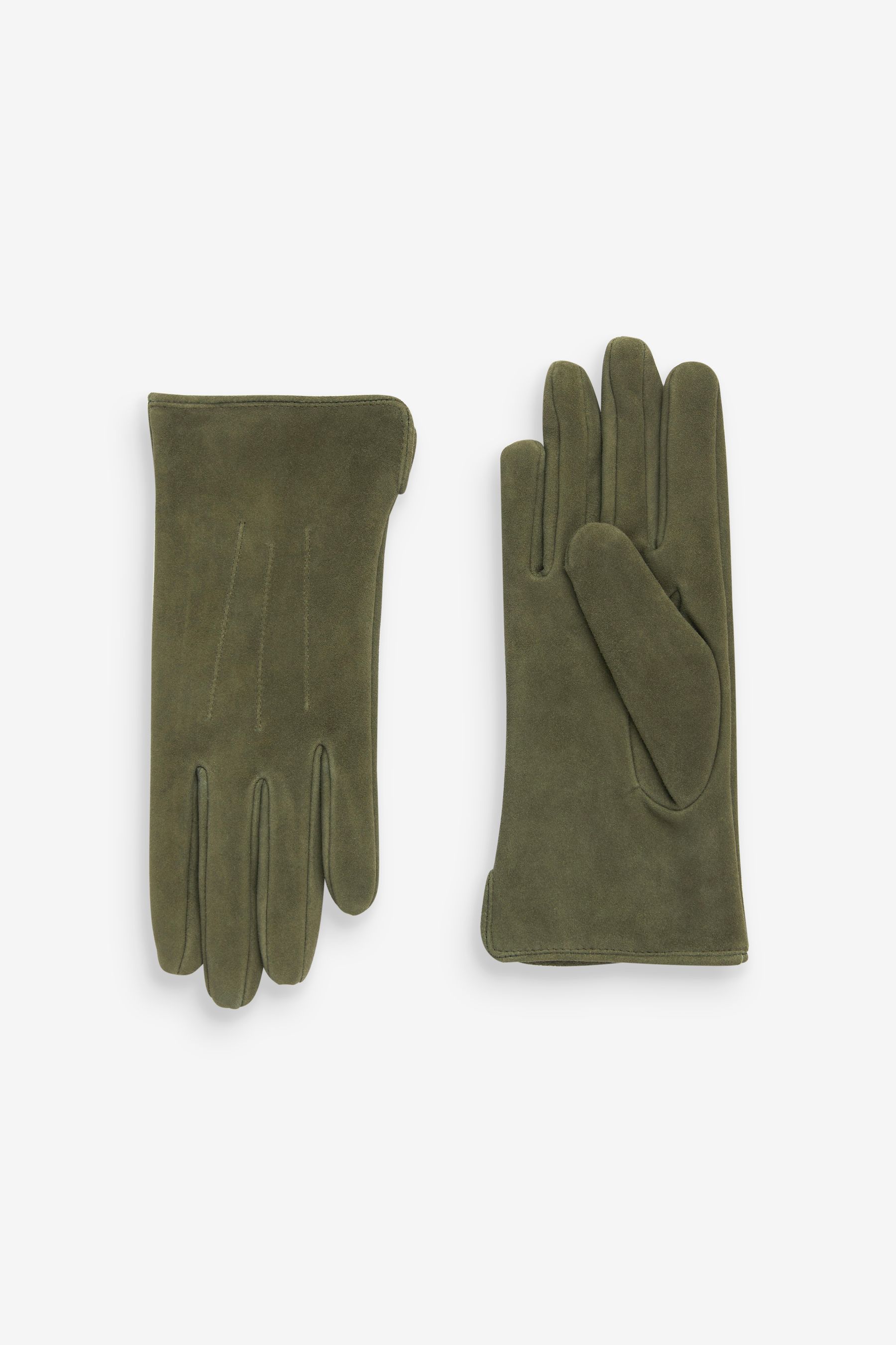 Ladies green suede gloves shop