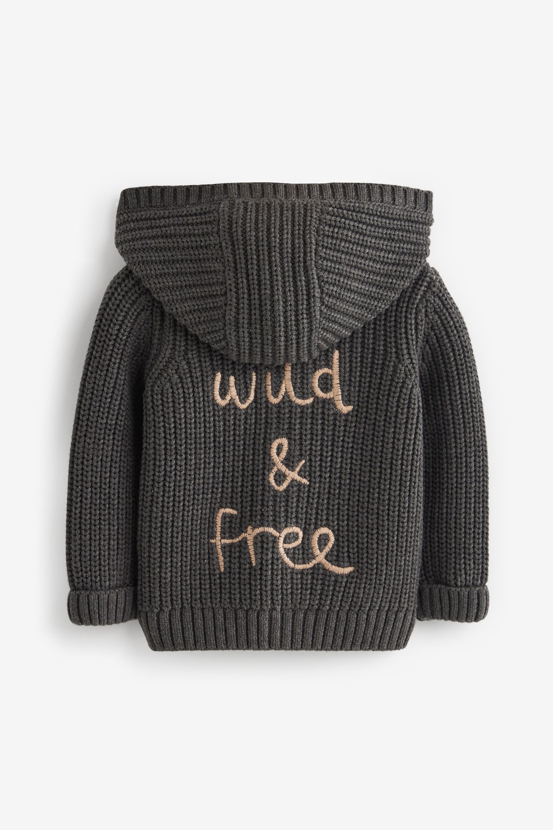Grey knitted shop hooded cardigan