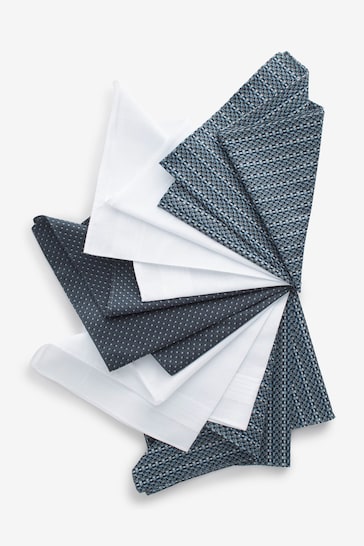 Blue Geo Floral Handkerchiefs 5 Pack