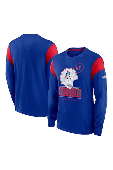 Nike Blue NFL Fanatics New England Patriots Long Sleeve Historic Slub T-Shirt