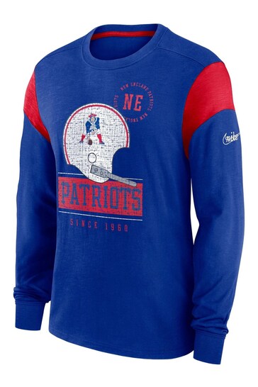 Nike Blue NFL Fanatics New England Patriots Long Sleeve Historic Slub T-Shirt