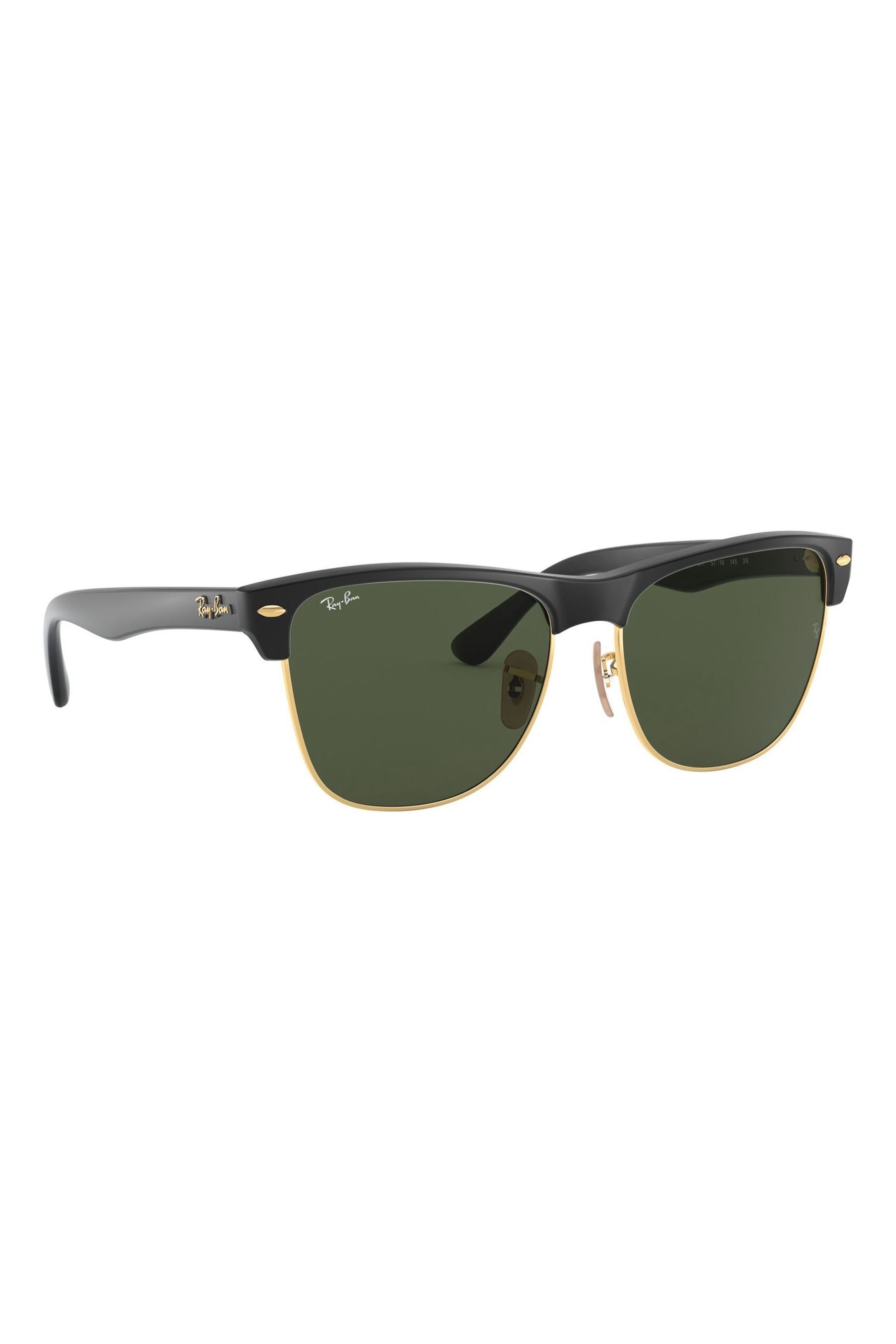 Ray Ban Black Gold Clubmaster Oversized Sunglasses