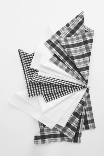 White/Black Check Geo Floral Handkerchiefs 5 Pack
