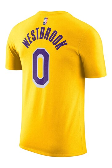 Nike Yellow Fanatics Los Angeles Lakers Nike Name & Number Icon T-Shirt - Russell Westbrook