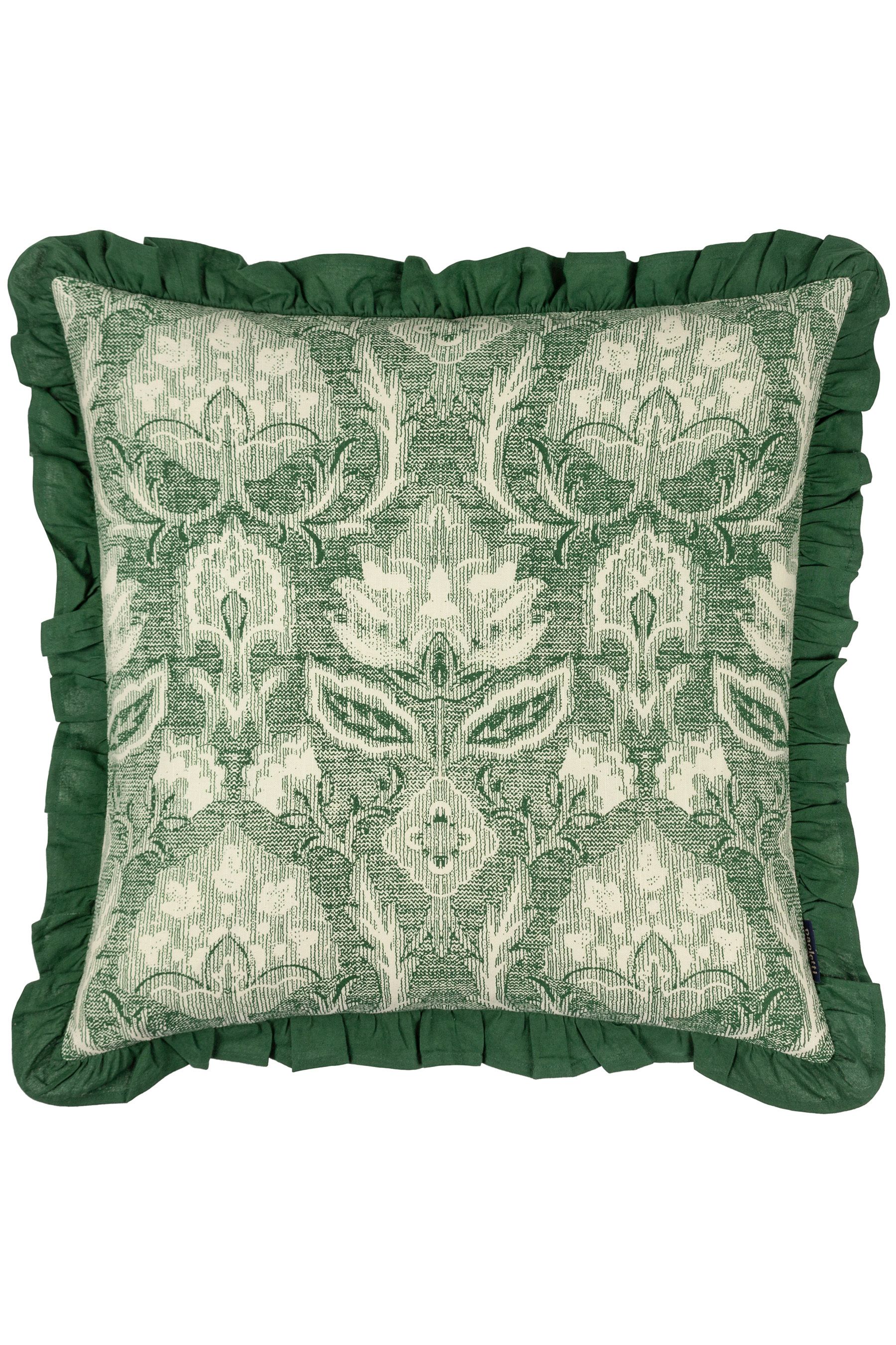 Buy Riva Paoletti Bottle Green Kirkton Floral Tile Cotton Pleated Cushion from the Next UK online shop