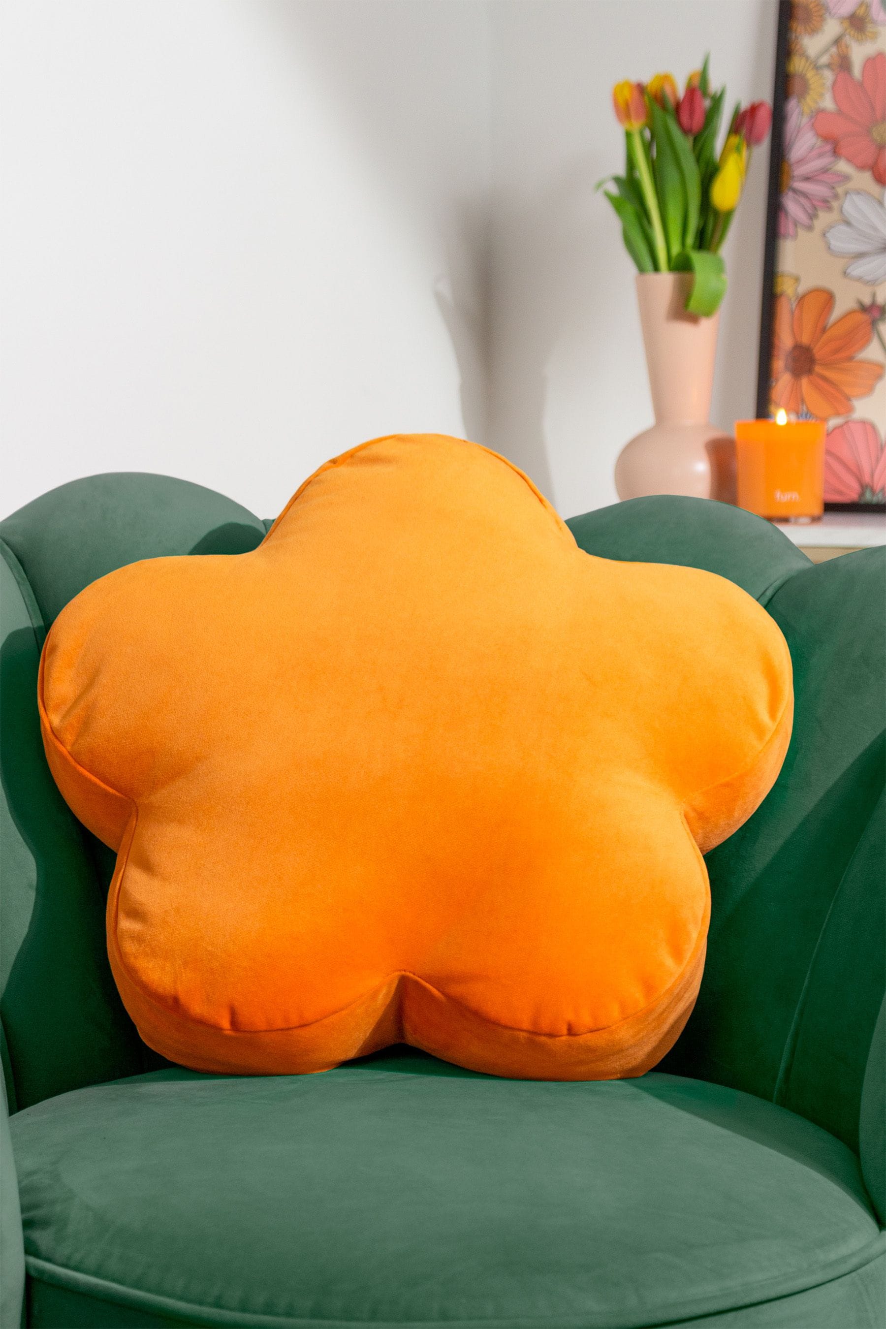 Orange shop flower pillow