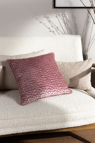 HÖEM Plaster Pink Lanzo Spotted Cut Velvet Piped Cushion