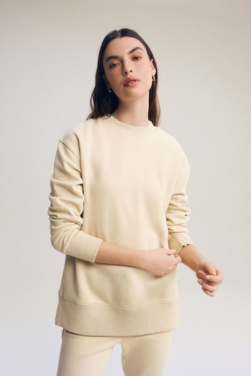 Neutral Essentials Longline Relaxed Fit Cotton Sweatshirt