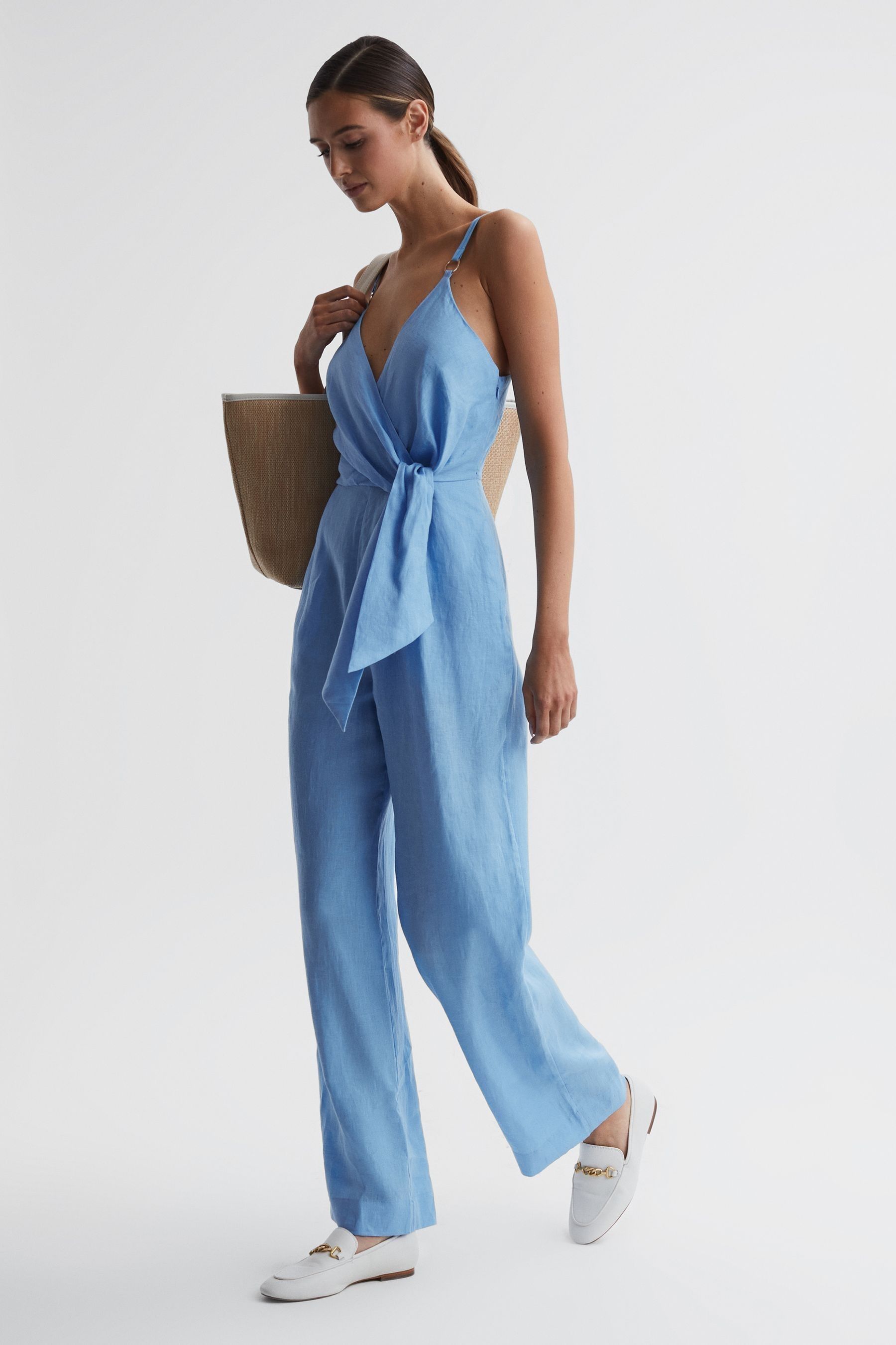 Warehouse side shop knot jumpsuit