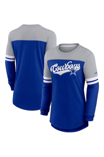 Nike Blue NFL Fanatics Womens Dallas Cowboys Dri-Fit Cotton Long Sleeve T-Shirt Womens