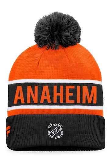 Anaheim Ducks Fanatics Orange Branded Authentic Pro Game & Train Cuffed Pom Knit Hat