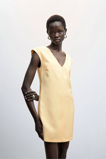 Mango Yellow V-Neckline Short Dress