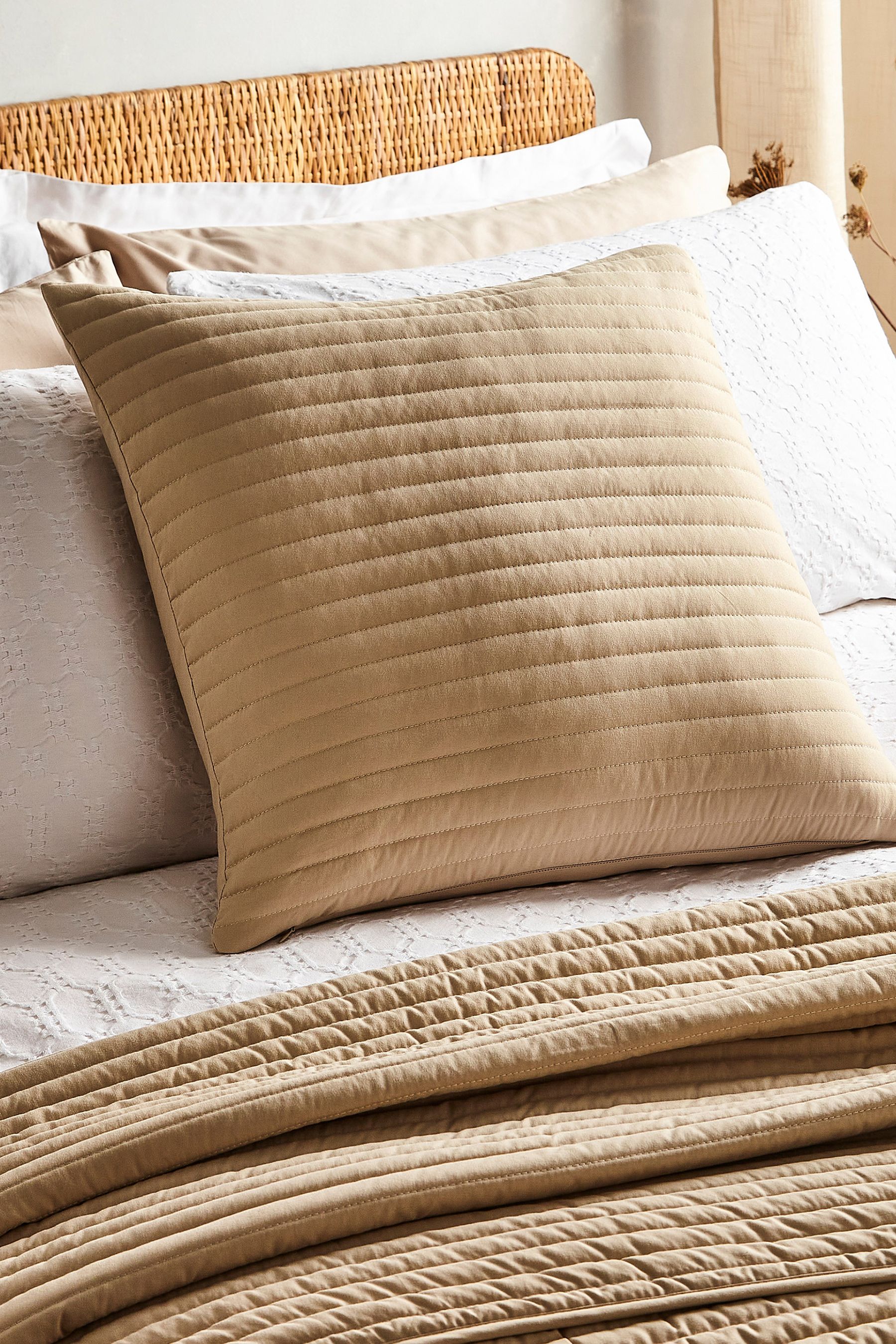 Buy Bianca Natural Quilted Lines Cushion from the Next UK online shop