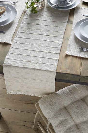 Catherine Lansfield Natural Florin Cotton Jute Blend Table Runner