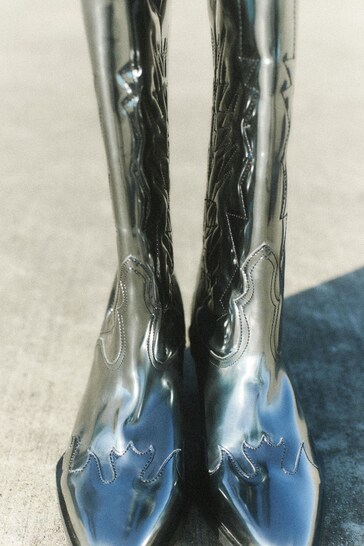 AllSaints Black Metallic Kacey Boots