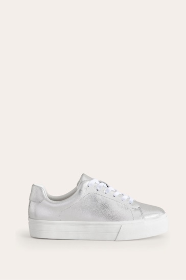 Boden Silver Leather Flatform Trainers