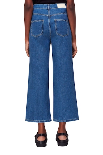 Whistles Blue Wide Leg Cropped Jeans