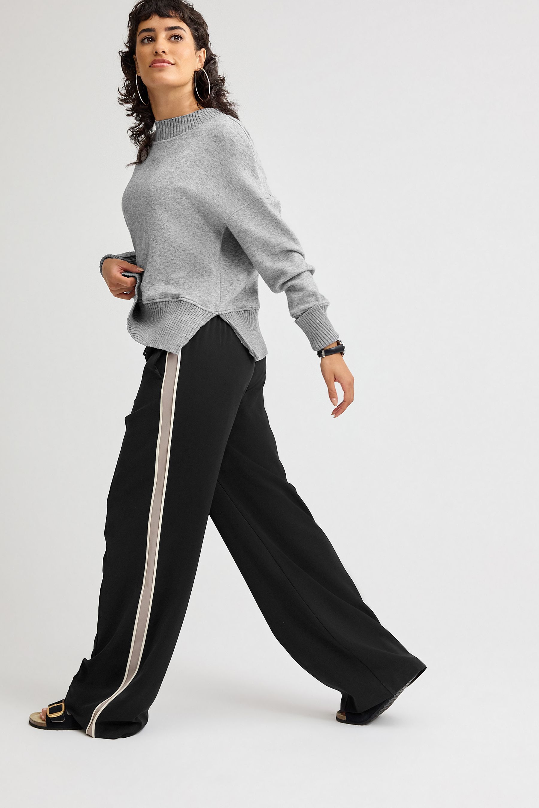 Wide side store stripe trousers