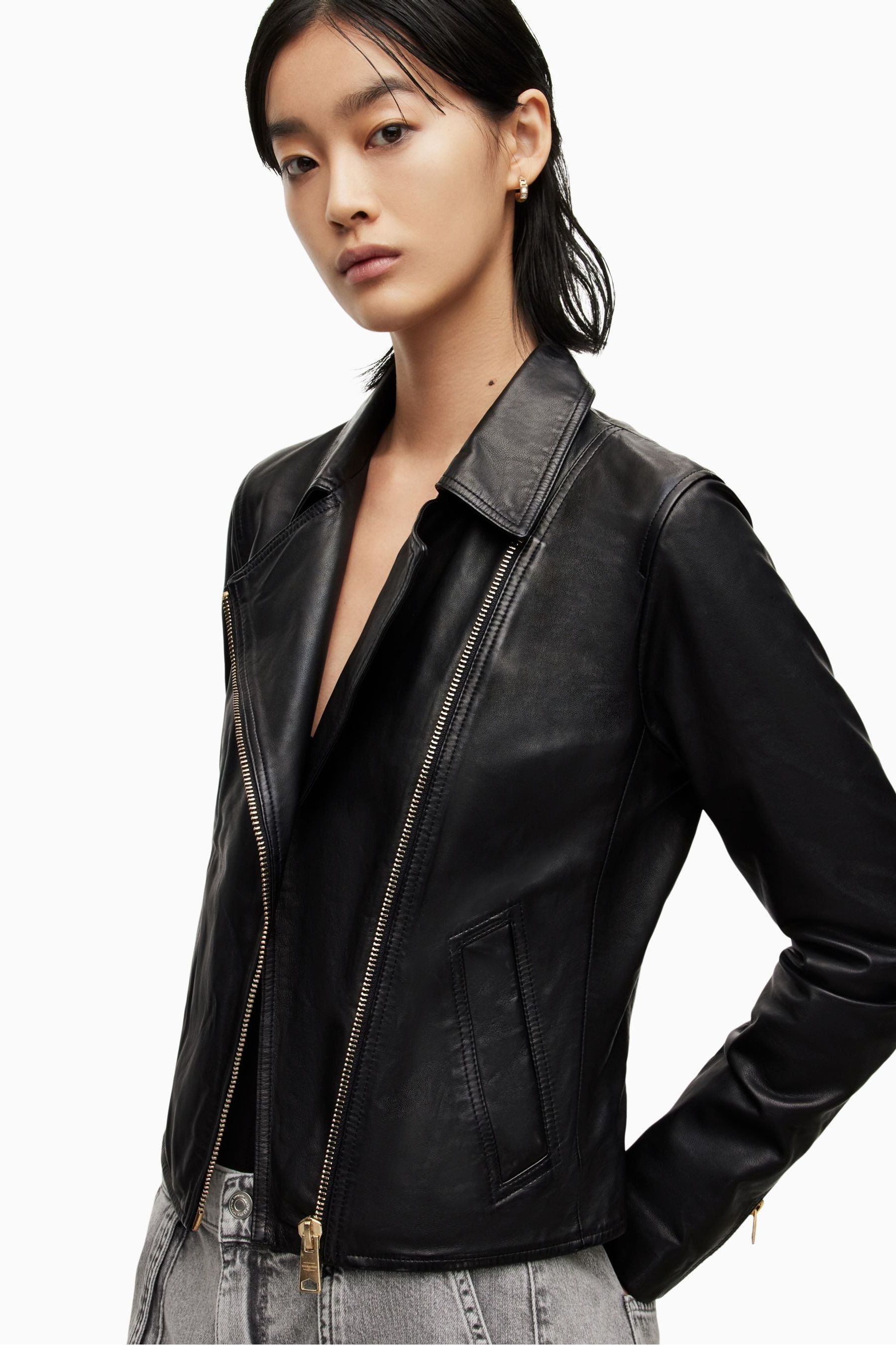 Allsaints vela clearance leather biker jacket