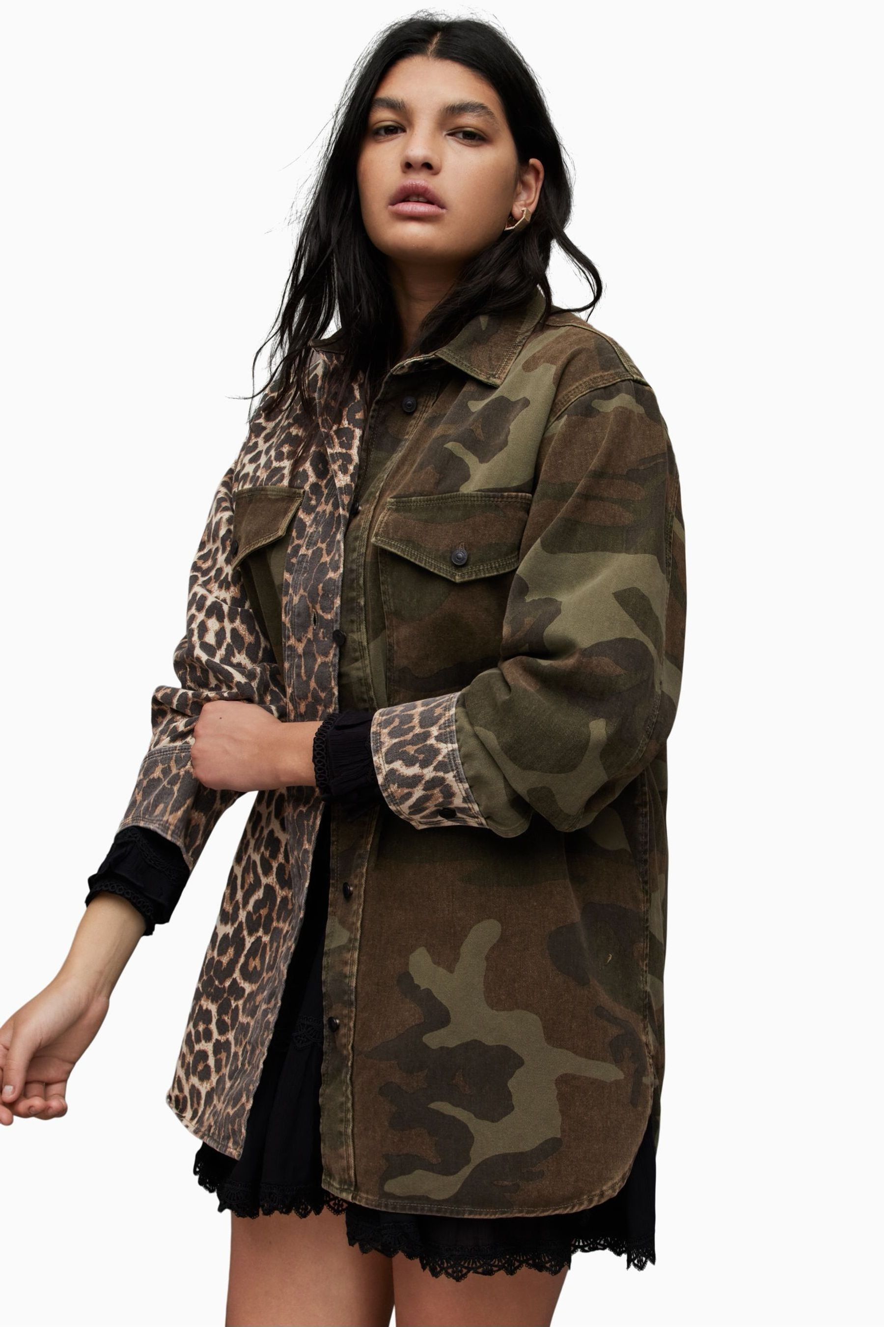 Buy All Saints Green Lily Camo Shacket Dress from the Next UK