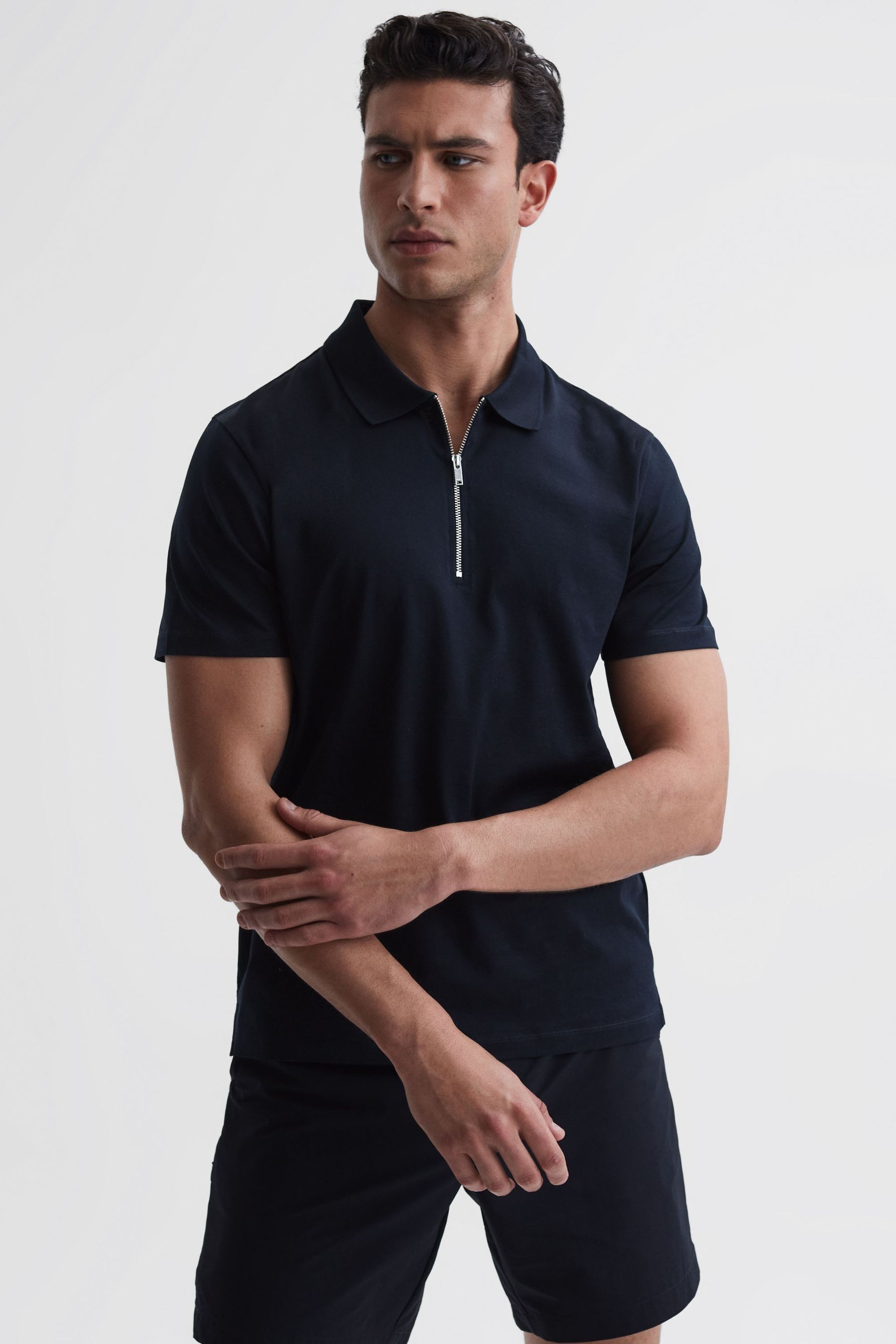 Buy Reiss Navy Belfry Mercerised Egyptian Cotton Polo Shirt from the Next UK online shop