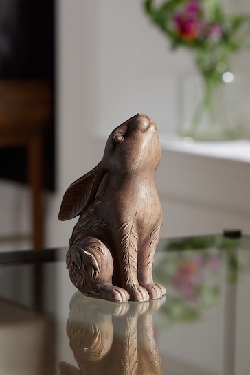 Brown Carved Hare Bookend Ornament