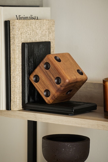 Black/Brown Bronx Wooden Dice Bookend