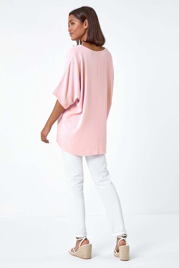 Roman Pink Plain Tunic Top with Necklace