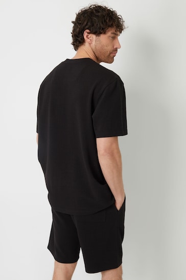 Threadbare Black Relaxed Fit Textured T-Shirt