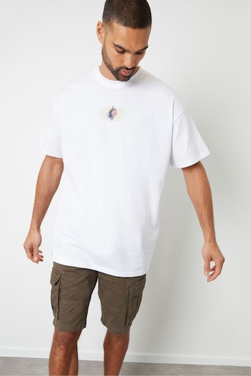 Threadbare White Oversized Graphic Print Cotton T-Shirt