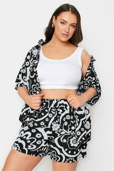 Yours Curve Black Limited Collection Abstract Print Shorts