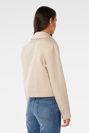 Forever New Nude Teresa Zip Through Jacket contains Linen