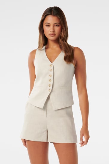 Forever New Natural Pure Linen Faye Waistcoat