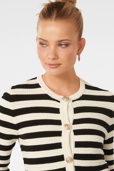 Forever New Black Beri Striped Knit Cardigan