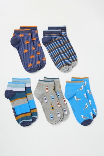 FatFace Blue Seaside Socks 5 Pack