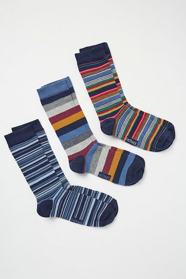 FatFace Blue Stripe Socks 3 Pack