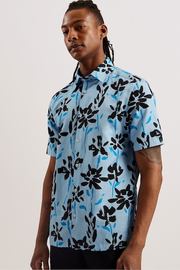 Ted Baker Blue Verzee Abstract Floral Shirt