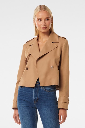 Forever New Brown Willow Cropped Trench Jacket