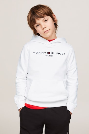 Tommy Hilfiger Essential Logo Embroidery White Hoodie