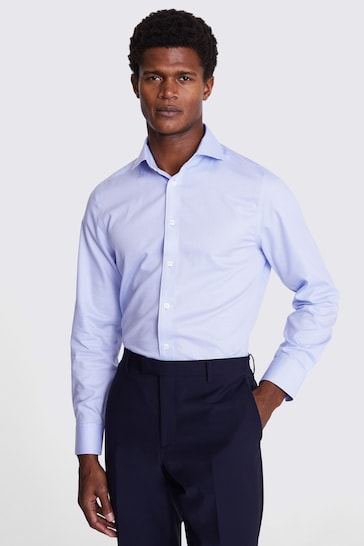 MOSS Tailored Fit Sky Blue Textured Dobby Non Iron Shirt