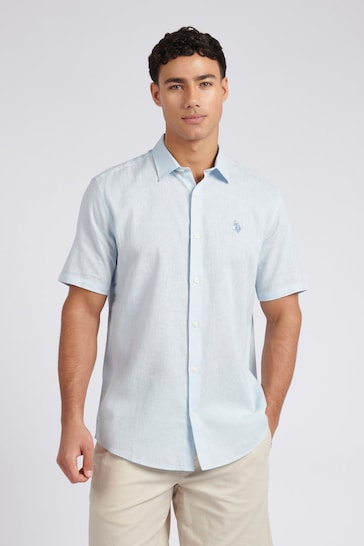 U.S. Polo Assn. Mens Linen Blend Short Sleeve Shirt