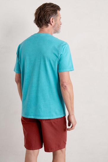 Seasalt Cornwall Blue Mens Carreck Pigment-Dyed T-Shirt