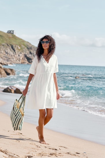 Seasalt Cornwall White Draw Kiln Linen Dress